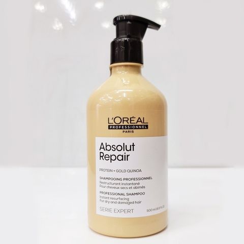 Dầu Gội Loreal Serie Expert Absolut Repair 500ml (Vàng) - Phục Hồi Tóc Hư Tổn, Cung Cấp Dưỡng Chất, Giúp Tóc Mềm Mượt, Chắc Khỏe
