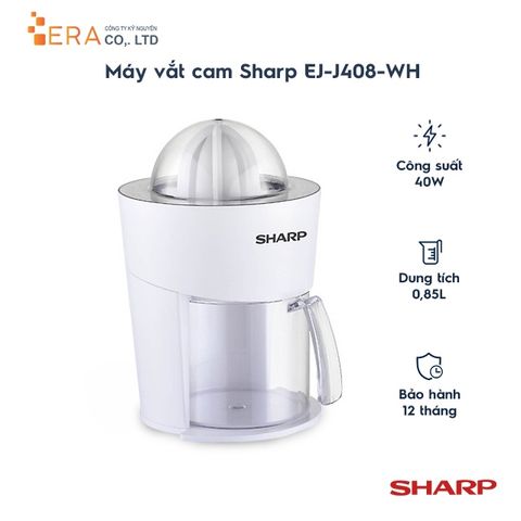 Máy Vắt Cam Sharp EJ-J408-WH 40W - Thiết Kế Sang Trọng, Dung Tích 0.85L, Hoạt Động êm ái, Đầu Vắt Tự Động đảo Chiều