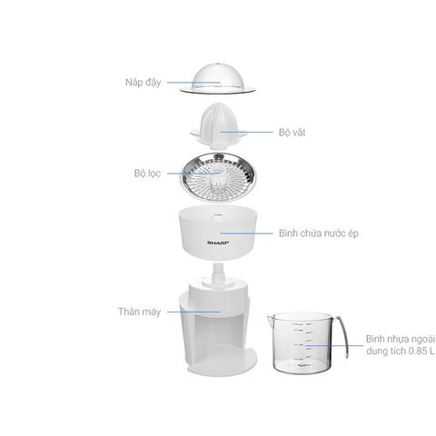 Máy Vắt Cam Sharp EJ-J408-WH 40W - Thiết Kế Sang Trọng, Dung Tích 0.85L, Hoạt Động êm ái, Đầu Vắt Tự Động đảo Chiều