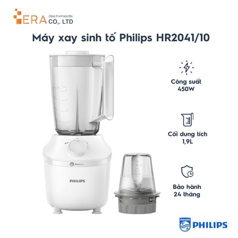 Máy Xay Sinh Tố Philips HR2041/10 - Công Suất 450W, Dung Tích 1,9L, Thiết Kế Độc Đáo, Bảo Hành Chính Hãng 24 Tháng