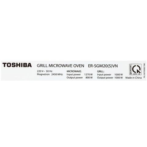 Lò Vi Sóng Toshiba ER-SGM20(S1)VN 20L - Hàng Chính Hãng, 800W, Nấu, Hâm Nóng, Rã Đông, Thiết Kế Sang Trọng