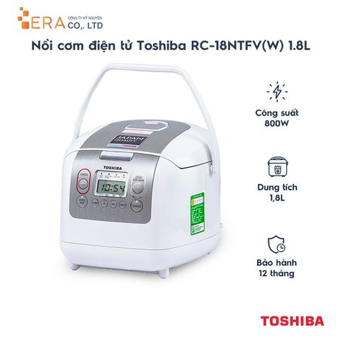 Nồi Cơm Điện Tử Toshiba RC-18NTFV(W) 1.8L - Đa Năng, Công Nghệ Nấu 3D, Tiết Kiệm Điện, Chế Độ Nấu Đa Dạng, Hàng Chính Hãng
