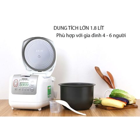 Nồi Cơm Điện Tử Toshiba RC-18NTFV(W) 1.8L - Đa Năng, Công Nghệ Nấu 3D, Tiết Kiệm Điện, Chế Độ Nấu Đa Dạng, Hàng Chính Hãng