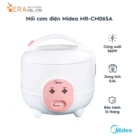 Nồi cơm điện Midea MR-CM06SA 0.6L - Công nghệ Fuzzy Logic, chống dính, cho gia đình nhỏ, hàng chính hãng, nấu cơm nhanh và ngon.