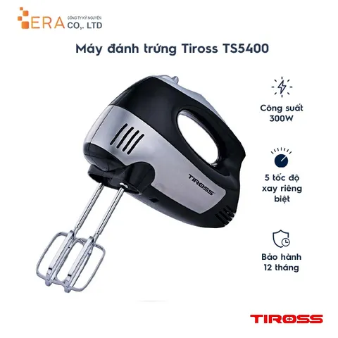 Máy Đánh Trứng Tiross TS5400 - Công Suất 300W, 5 Tốc Độ, Thiết Kế Sang Trọng - Phụ Kiện Bếp An Toàn, Dễ Vệ Sinh