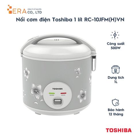 Nồi Cơm Điện Nắp Gài 1.0L Toshiba RC-10JFM(H)VN - Công Nghệ 3D, Giữ Ấm 12 Giờ, Hàng Chính Hãng, Dùng Cho Gia Đình 2-3 Người