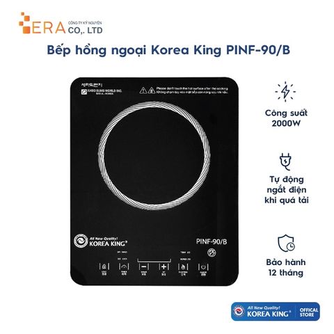 Bếp Hồng Ngoại Đơn Korea King PINF-90/B - Công Suất 2000W, Mặt Kính Cường Lực, An Toàn với Khóa Trẻ Em và Chế Độ Hẹn Giờ