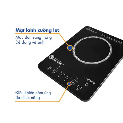 Bếp Hồng Ngoại Đơn Korea King PINF-90/B - Công Suất 2000W, Mặt Kính Cường Lực, An Toàn với Khóa Trẻ Em và Chế Độ Hẹn Giờ