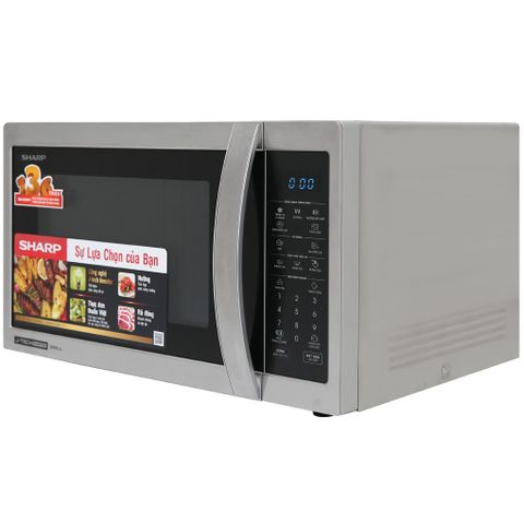 Lò vi sóng đa chức năng Sharp R-G52XVN-ST 25 lít, công suất 1000W, nướng - hâm nóng - rã đông, thiết kế hiện đại cho gia đình Việt