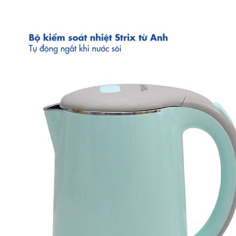 Bình đun siêu tốc Korea King PWP-17P/G 1.7L - Đun nước nhanh 1850W, An toàn vệ sinh thực phẩm, Bảo hành 12 tháng