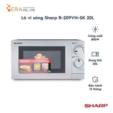Lò Vi Sóng Sharp R-209VN-SK 20L - Lò Vi Sóng Đa Năng 800W, Thiết Kế Hiện Đại, Bảng Điều Khiển Dễ Sử Dụng, Hẹn Giờ 35 Phút