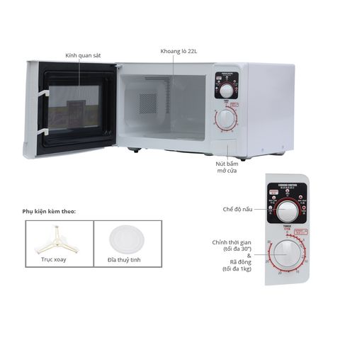 Lò Vi Sóng Sharp R-209VN-SK 20L - Lò Vi Sóng Đa Năng 800W, Thiết Kế Hiện Đại, Bảng Điều Khiển Dễ Sử Dụng, Hẹn Giờ 35 Phút