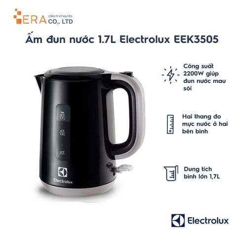 Bình Đun Siêu Tốc Electrolux EEK3505 1,7L Màu Đen - An Toàn, Tiết Kiệm Điện, Đáp Ứng Nhu Cầu Nước Nóng Ngày Hàng