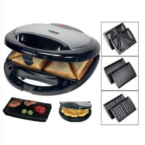 Kẹp nướng sandwich 3 trong 1 Tiross TS513 - Máy làm bánh đa năng 750W với vỉ chống dính, làm bánh nóng giòn tại nhà