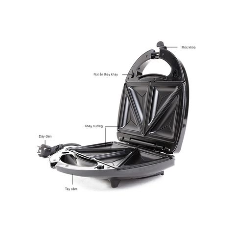 Kẹp nướng sandwich 3 trong 1 Tiross TS513 - Máy làm bánh đa năng 750W với vỉ chống dính, làm bánh nóng giòn tại nhà