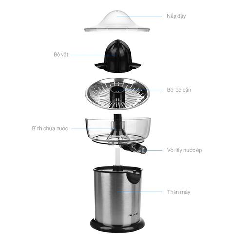 Máy Vắt Cam Sharp EJ-J130-ST 130W Chính Hãng - Thiết Kế Hiện Đại, Inox Sang Trọng, Tiện Lợi, Vắt Ép Nhanh Chóng