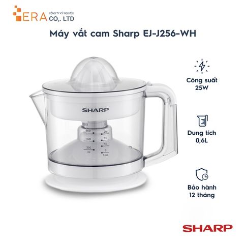 Máy Vắt Cam Sharp EJ-J256-WH Màu Trắng - Dung Tích 0.6L, Công Suất 25W, Thiết Kế Hiện Đại, Đầu Vắt Tự Động, Thích Hợp Gia Đình Trọn Gói Sức Khỏe