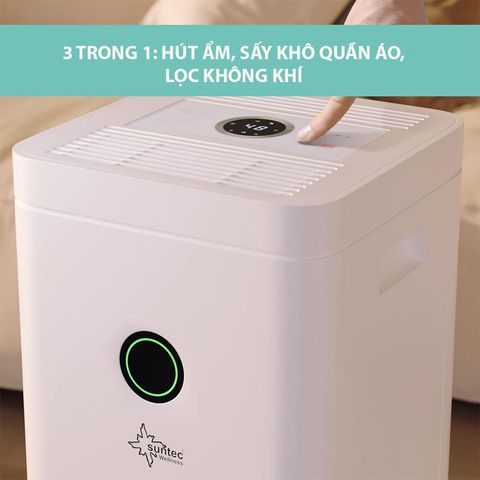 Máy Hút Ẩm Suntec Wellness DryFix 20 - 3 in 1 Hút Ẩm, Lọc Không Khí, Sấy Quần Áo - Dung Tích 20L/ngày cho Phòng 63m2