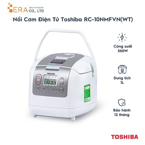 Nồi Cơm Điện Tử Toshiba RC-10NMFVN (1 Lít) - Hàng Chính Hãng, Thương Hiệu Nhật Bản, Công Nghệ Nấu 3D, Chức Năng Hẹn Giờ, Dễ Sử Dụng