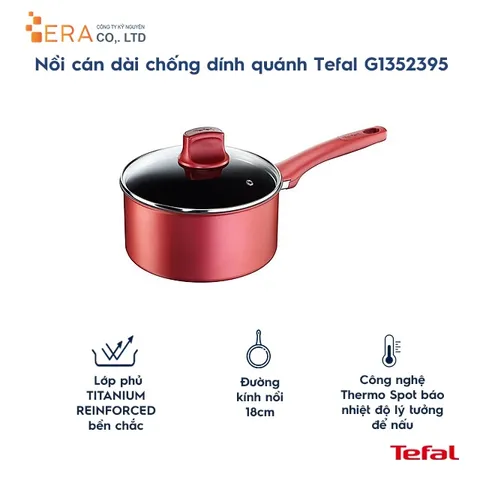 Nồi Cán Dài Quánh Tefal So Chef 18cm - Chảo Chống Dính Titan Bền, Phù Hợp Bếp Từ, Công Nghệ Thermo-Spot, Dễ Dàng Rót Thức Ăn