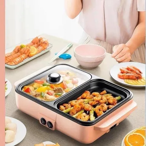Bếp lẩu nướng đa năng Bear DKL-C12D1 1200W, kiểu dáng nhỏ gọn, an toàn, dễ sử dụng - Lựa chọn hoàn hảo cho không gian gia đình.