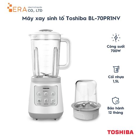 Máy Xay Sinh Tố Toshiba BL-70PR1NV - Công Suất 700W, 2 Cối Thủy Tinh, Xay Đá, Xay Hạt, An Toàn, Thương Hiệu Nhật Bản