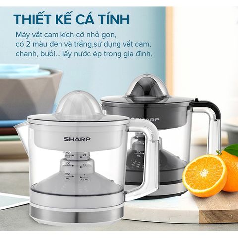 Máy Vắt Cam Sharp EJ-J407-WH/BK - Thiết Bị Ép Trái Cây Tiện Dụng, Công Suất 40W, Chân Đế Chống Trượt, Dung Tích 0,75L, An Toàn Và Dễ Sử Dụng