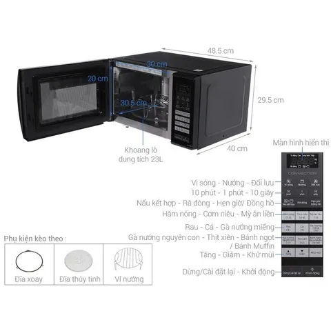 Lò Vi Sóng Nướng Panasonic PALM-NN-CT36HBYUE 23L - Đa Chức Năng 800W, Hẹn Giờ, 14 Thực Đơn Nấu Tự Động, Hàng Chính Hãng