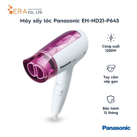 Máy Sấy Tóc Panasonic EH-ND21-P645 - Công Suất 1200W, Gập Gọn, 3 Chế Độ Sấy - An Toàn, Hàng Chính Hãng Thái Lan