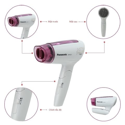 Máy Sấy Tóc Panasonic EH-ND21-P645 - Công Suất 1200W, Gập Gọn, 3 Chế Độ Sấy - An Toàn, Hàng Chính Hãng Thái Lan