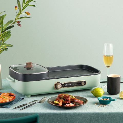 Bếp Nướng và Lẩu Đa Năng Bear DKL-C15G1 - Tiết Kiệm Thời Gian & Nhiệt Độ Độc Lập, Bảo Hành 18 Tháng