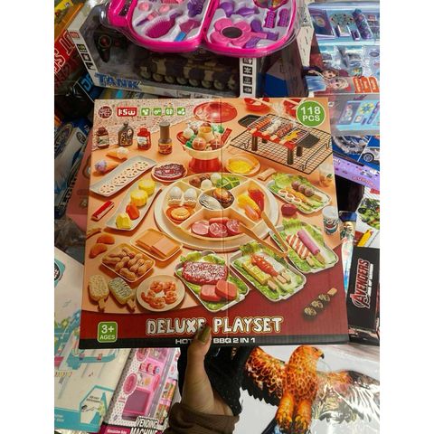 Bộ đồ chơi nấu ăn, đồ hàng, món ăn lẩu nướng 20D2 BBQ Hot Pot 2in1 Deluxe Play set 118 chi tiết