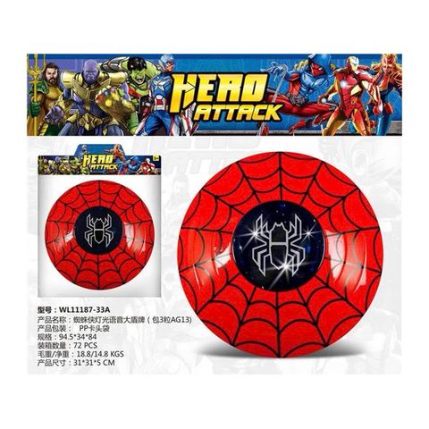 Khiên chắn Hero Attack chủ đề siêu nhân người nhện Spider man có đèn và âm thanh WL11187, đồ chơi nhân vật