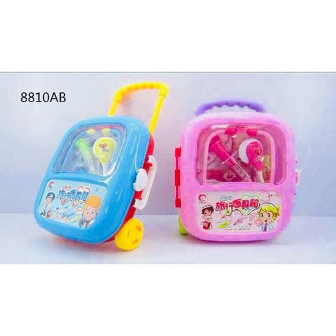 Đồ chơi bác sĩ đựng trong vali kéo 8810 có đèn và âm thanh, có 2 màu, đồ chơi nhập vai, đồ chơi hướng nghiệp cho bé