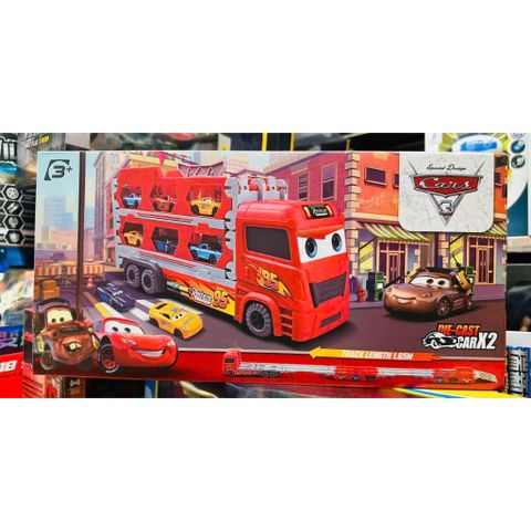 Xe ô tô tải Mcqueen 95 2 tầng có đường trượt và 2 xe ô tô nhỏ chạy bằng đà 152 - Xe đồ chơi