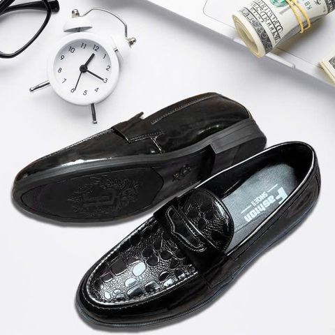 Giầy Lười Da Nam Vân Cá Sấu Băng Thủng - Mẫu Mới Thời Trang Dễ Phối Đồ, Giày Tây Cao Cấp Sang Trọng