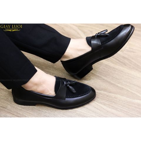 Giày Da Lười Nam Cao Cấp - Thiết Kế Đính Chuông, Bề Mặt Da Lộn Thời Trang Dễ Phối Đồ, Sang Trọng và Tiện Lợi