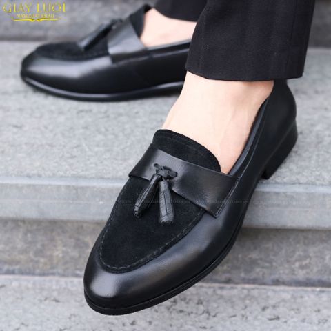 Giày Da Lười Nam Cao Cấp - Thiết Kế Đính Chuông, Bề Mặt Da Lộn Thời Trang Dễ Phối Đồ, Sang Trọng và Tiện Lợi