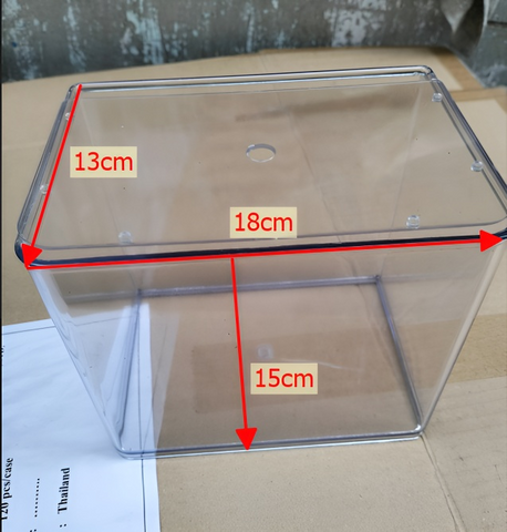 Hồ Nhựa Mini Nuôi Cá Betta Guppy 18x13x15cm - Bể Cá Mica Siêu Trong Có Nắp Thoáng Khí, Phụ Kiện Thủy Sinh Tiện Lợi