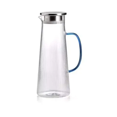 Bình nước IVV NARCISSUS Thủy Tinh Borosilicat với Nắp Thép - Dung Tích 1.3L & 1.6L, Chế Độ Rót Tự Do & Lọc - Xuất Xứ Italia