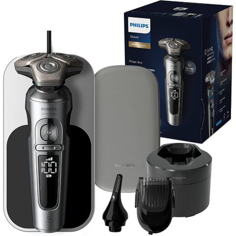Máy cạo râu Philips SP9885/35 Series 9000 Prestige - Cạo khô và ướt với Công nghệ SkinIQ, Lưỡi Titan, Trạm làm sạch tự động, Dễ sử dụng