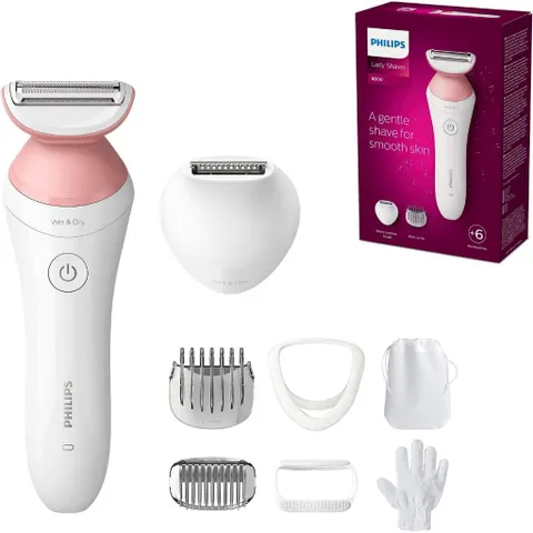 Máy cạo lông Philips Series 6000 BRL146/00 cho Nữ - Cạo ướt & khô, sử dụng không dây, êm ái, nhẹ nhàng cho da, kèm phụ kiện tiện lợi