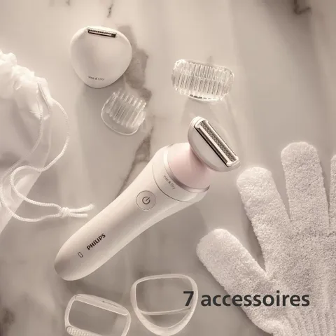Máy cạo lông Philips Series 6000 BRL146/00 cho Nữ - Cạo ướt & khô, sử dụng không dây, êm ái, nhẹ nhàng cho da, kèm phụ kiện tiện lợi