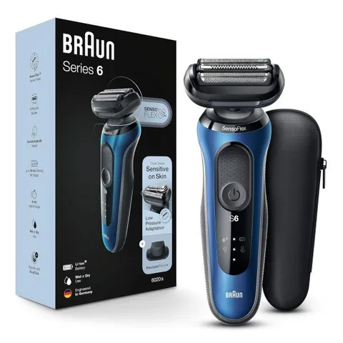 Máy Cạo Râu Điện Braun Series 6 6020S - Công Nghệ SensoFlex, Chống Nước, Thời Gian Cạo Lên Đến 50 Phút, Sạc Nhanh 5 Phút