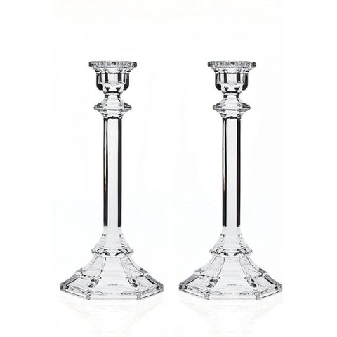 Chân Nến Pha Lê Godinger Harmony - Bộ 2 Chiếc Sang Trọng, Chất Liệu Không Chì, Trang Trí Bàn Ăn Hoàn Hảo