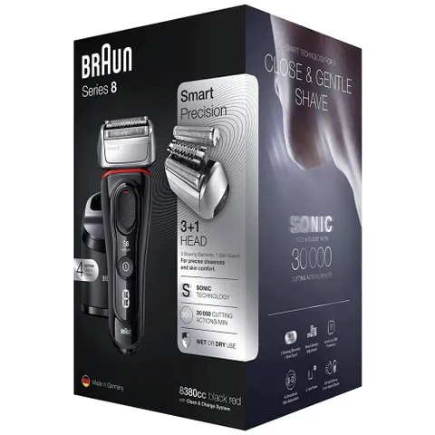 Máy Cạo Râu Braun Series 8 8380cc - Công Nghệ Sonic, Cạo Khô & Ướt, Làm Sạch Tự Động, Chất Lượng Đức