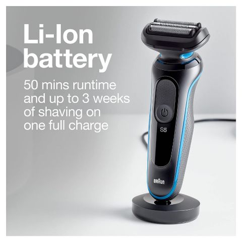 Máy Cạo Râu Braun Series 5 5018s - Cạo Râu Điện Linh Hoạt, Kháng Nước, Pin Li-Ion 50 Phút, Dễ Dàng Vệ Sinh