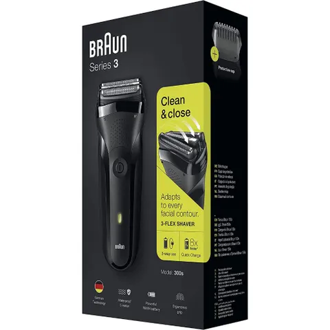 Máy Cạo Râu Điện Braun Series 3 301S - Cạo Ngay êm ái với 3 Lưỡi SensoFoil Sạc Nhanh 5 Phút - Công Nghệ Đức