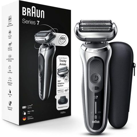 Máy Cạo Râu Điện Braun Series 7 7020S - Công Nghệ Autosense, Chống Nước, Cạo êm ái, Phụ Kiện Tông Đơ Chính Xác, Sạc Nhanh 5 Phút