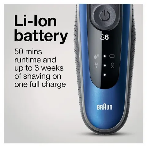 Máy cạo râu điện Braun Series 6 6020S - Đầu xoay SensoFlex, Pin Lithium-Ion, Chống nước, Sạc nhanh 5 phút - Dành cho nam giới
